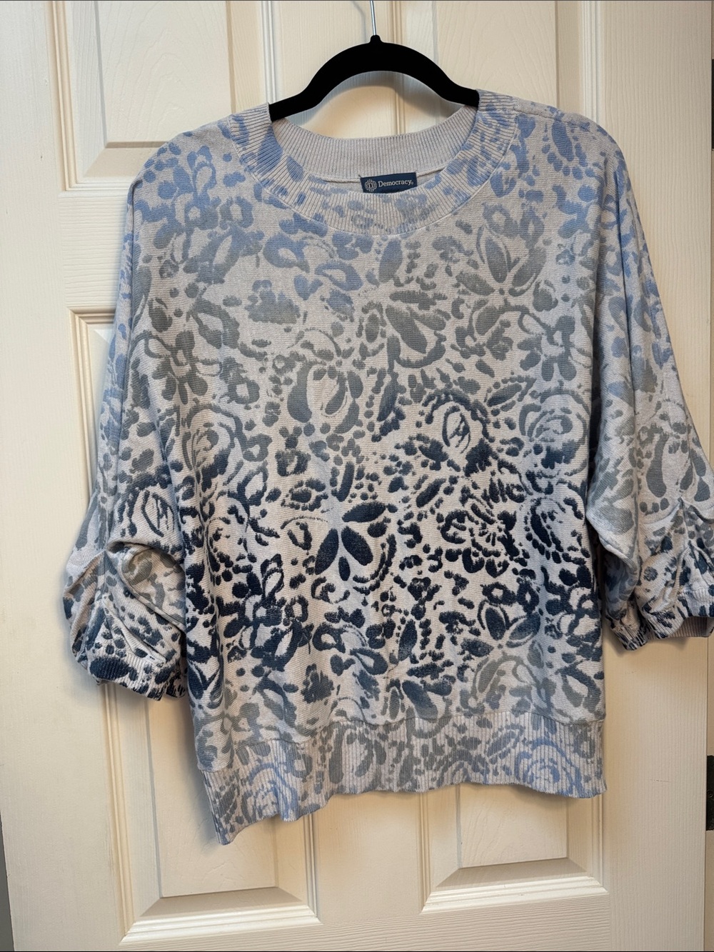 Democracy Blue & Gray Floral Ombre Sweater